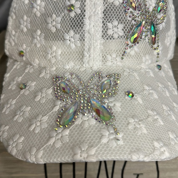 LA VALENTINA Breathable Butterfly Rhinestone Mesh Hat. Adjustable strap. New - Picture 10 of 11